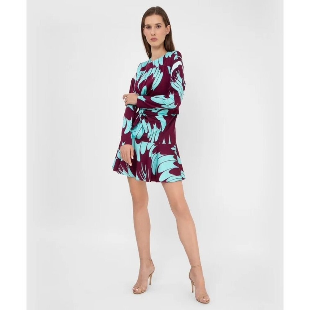 NWT $1,780 Stella McCartney Maisie Abstract Print Front-Twist Minidress Size 2